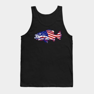 Bass Fishing - American Flag Tank Top